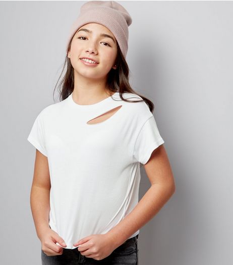Teens White Ripped Cropped T-Shirt | New Look