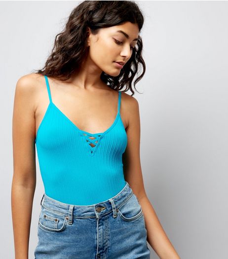 Blue Cross Strap Front Vest | New Look