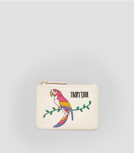 Nude Tropi'cool Parrot Embroidered Zip Top Purse | New Look
