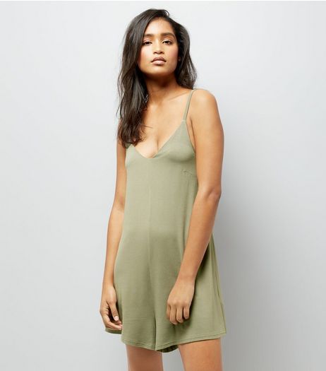 Khaki Cross Strap Back Playsuit | New Look