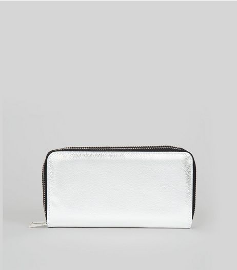 Silver Double Zip Around Purse | New Look
