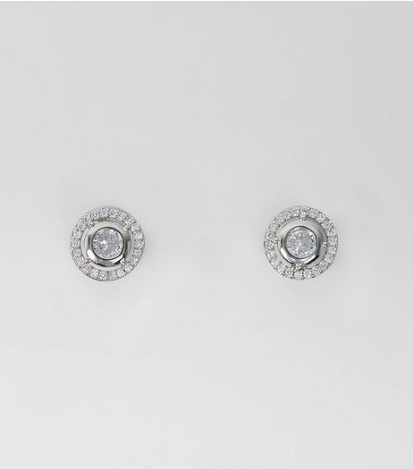 Silver Diamante Round Cut Out Studs | New Look