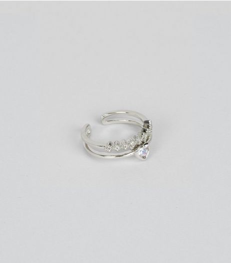 Silver Cubic Zirconia Heart Ring | New Look