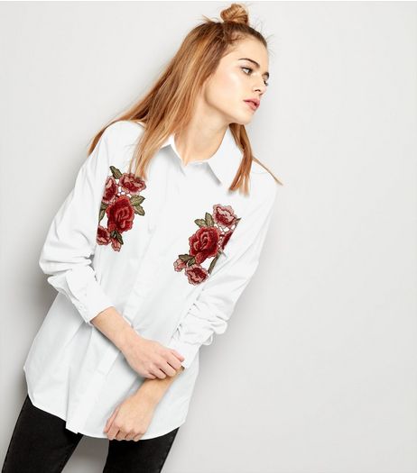 Parisian White Embroidered Badge Shirt | New Look
