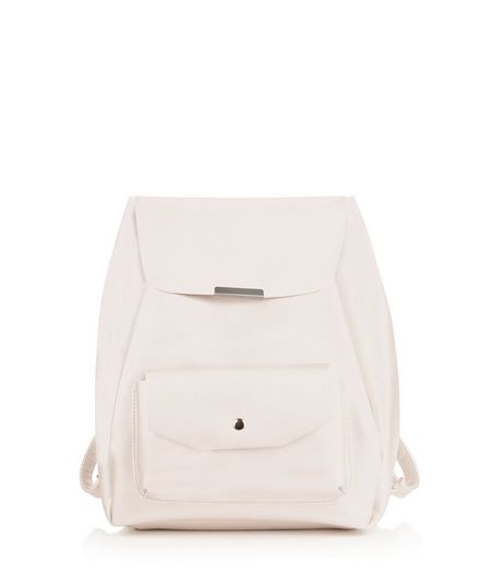 White Pocket Front Drawstring Backpack | New Look