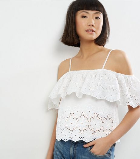 Parisian White Crochet Lace Frill Trim Crop Top | New Look