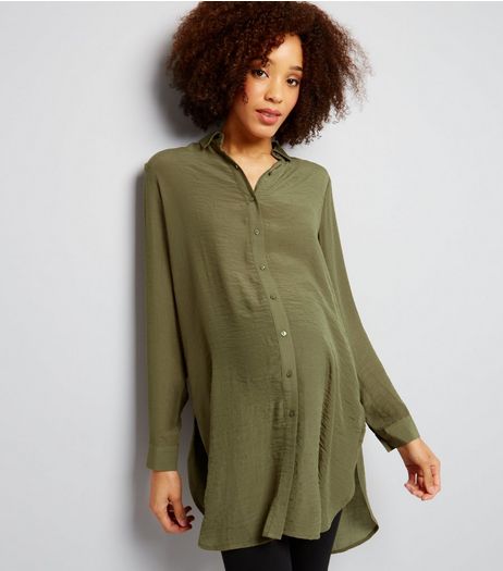 Maternity Khaki Longline Shirt | New Look