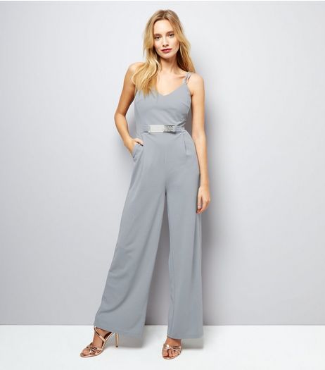 Mela Grey Belted Jumpsuit | New Look