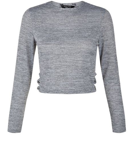 Teens Grey Lattice Side Long Sleeve Top | New Look