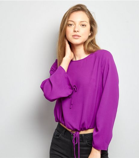Purple Ruched Tie Hem Top | New Look