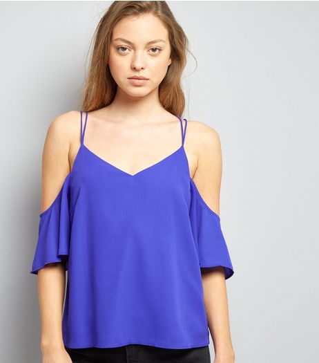 Purple Cross Back Cold Shoulder Top | New Look