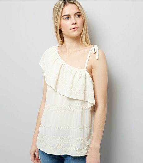 Cream Embroidered Off the Shoulder Top | New Look