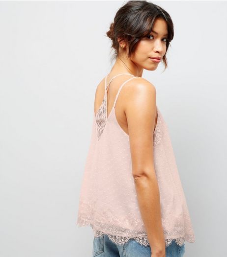 Shell Pink Lace Cami Top | New Look