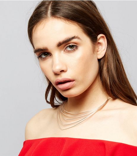 Rose Gold Layered Wire Necklace | New Look