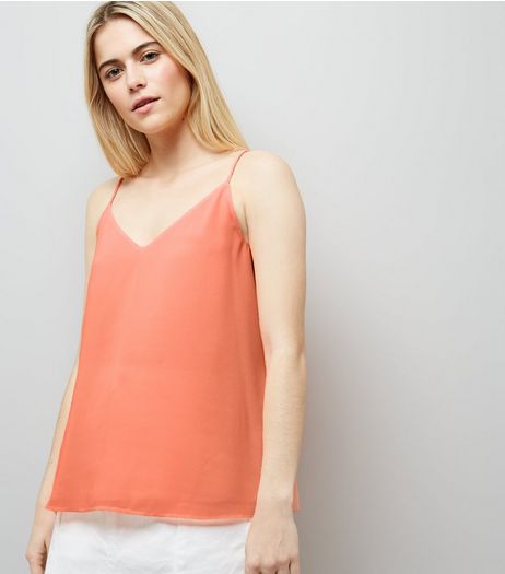Tall Orange Lace Up Back Cami | New Look