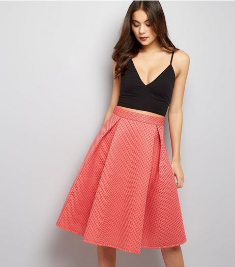 Blue Vanilla Coral Mesh A-Line Midi Skirt | New Look