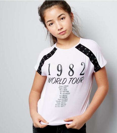 Teens White Raglan Sleeve World Tour Crop T-Shirt | New Look