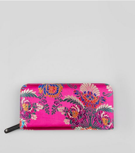 Pink Satin Floral Brocade Purse | New Look