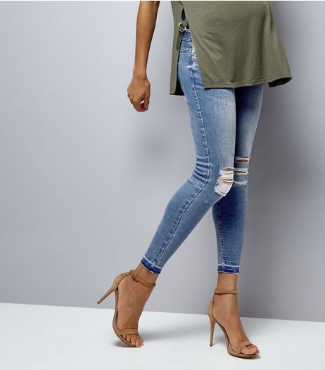 Maternity Dark Blue Ripped Skinny Jeans | New Look