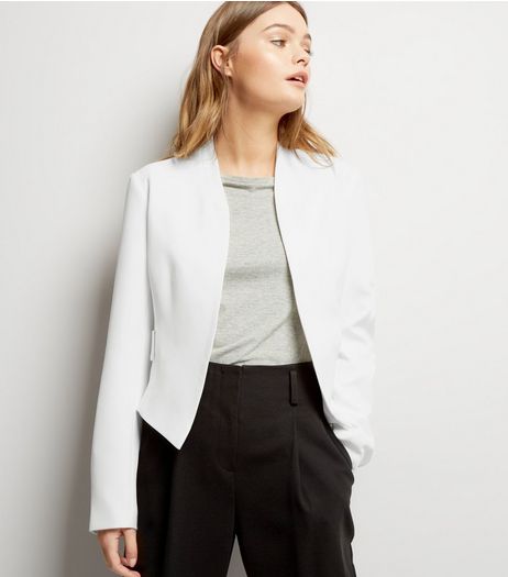 White Eyelet Detail Blazer | New Look