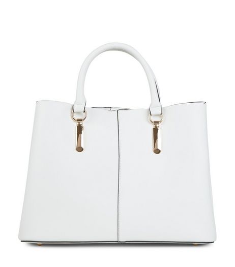 White Gold Trim Tote Bag | New Look