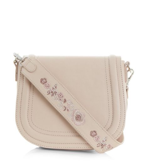 Cream Floral Embroidery Saddle Bag | New Look
