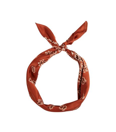 Brown Sateen Paisley Print Bandana | New Look