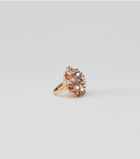 Gold Flower Gem Stone Ring | New Look