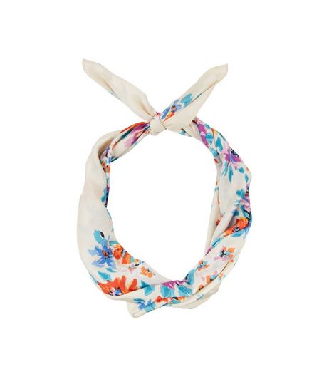 Shell Pink Sateen Floral Print Bandana | New Look