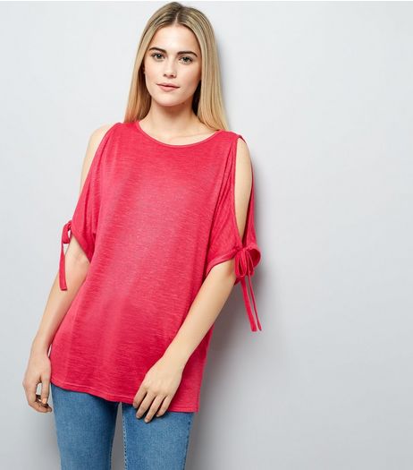 Deep Pink Cold Shoulder Top | New Look
