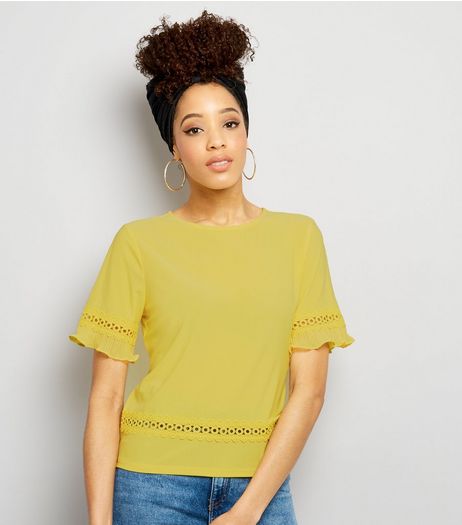 Yellow Cut Out Trim Top | New Look