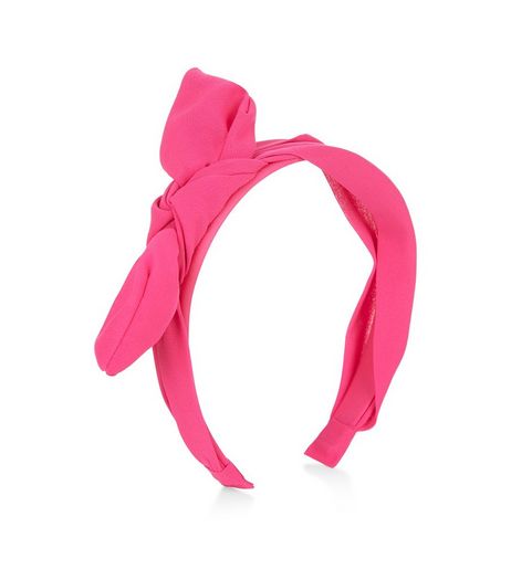 Bright Pink Chiffon Bow Front Hairband | New Look