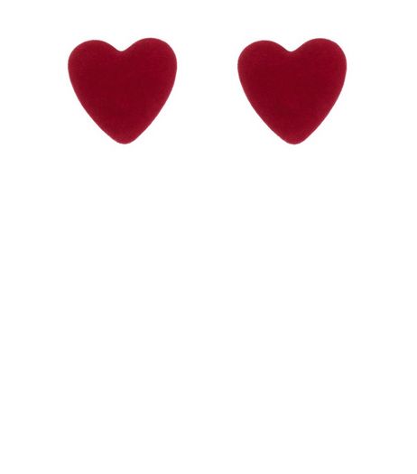 Red Textured Heart Stud Earrings | New Look