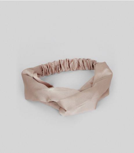 Pink Sateen Twist Front Headband | New Look