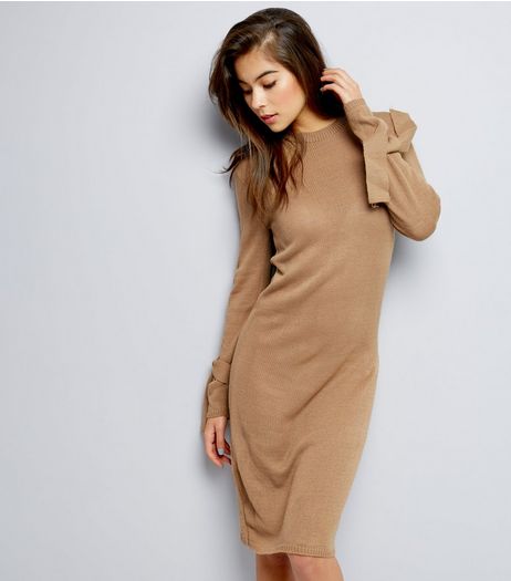 Daisy Street Shell Pink Tie Sleeve Jumper Dress | New Look