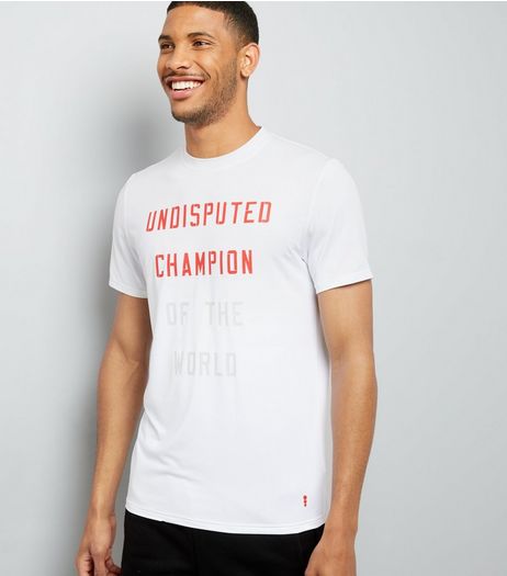 White Undisputed Champion Slogan Sports T-Shirt | New Look