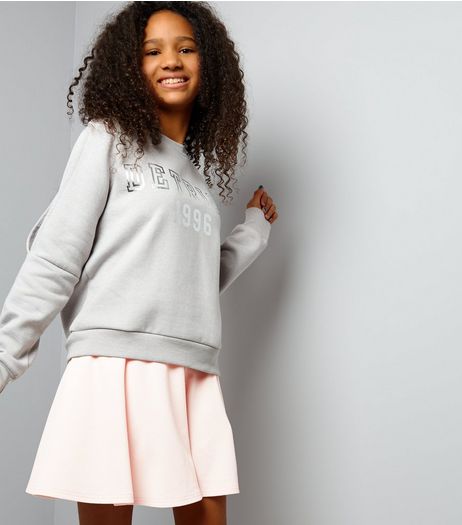 Teens Shell Pink Crepe Skater Skirt | New Look