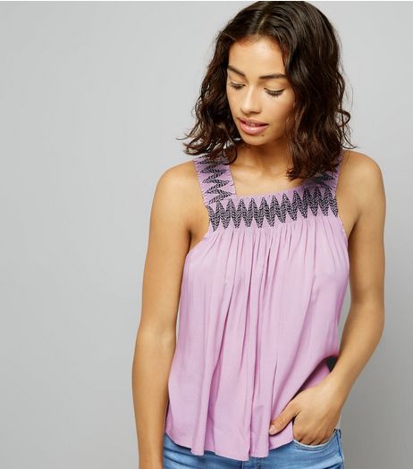 Petite Shell Pink Shirred Sleeveless Top | New Look