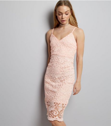AX Paris Pink Crochet Lace Midi Dress | New Look