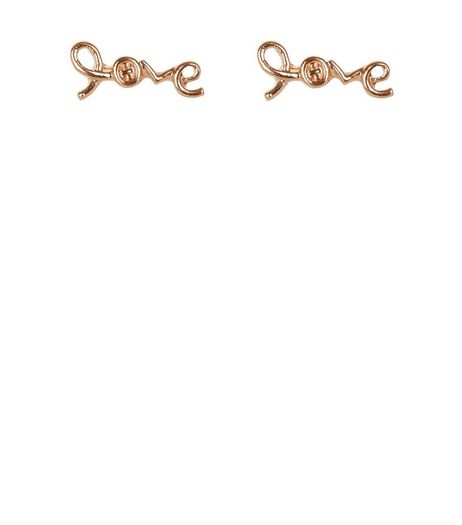 Rose Gold Love Stud Earrings | New Look