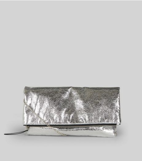 Silver Metallic Fold Over Shoulder Bag | New Look