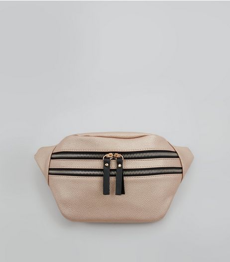 Rose Gold Double Zip Bumbag | New Look