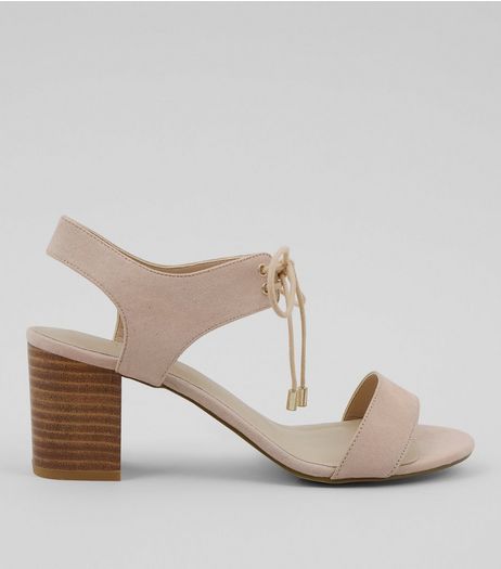 Pink Comfort Suedette Lace Up Low Block Heels | New Look