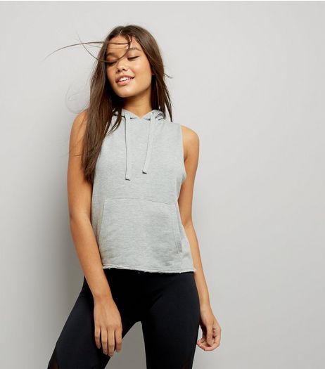 Grey Sleeveless Hoodie | New Look