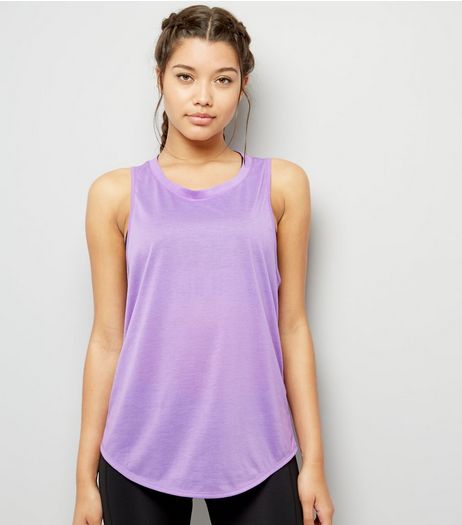 Purple Mesh Back Sports Vest | New Look