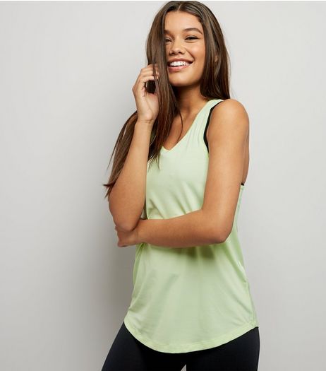 Yellow Mesh Trim Sports Vest | New Look