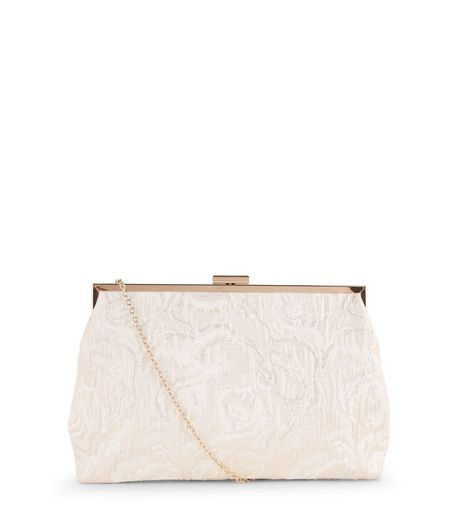 Cream Jaquard Chain Strap Clutch | New Look