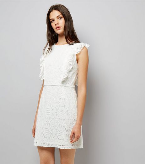Blue Vanilla White Frill Trim Sleeveless Dress | New Look