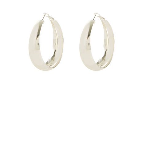 Silver Wide Hoop Earrings | New Look