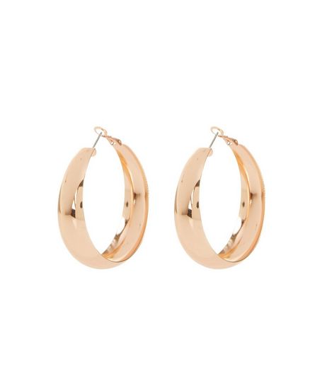 Rose Gold Wide Hoop Earrings | New Look